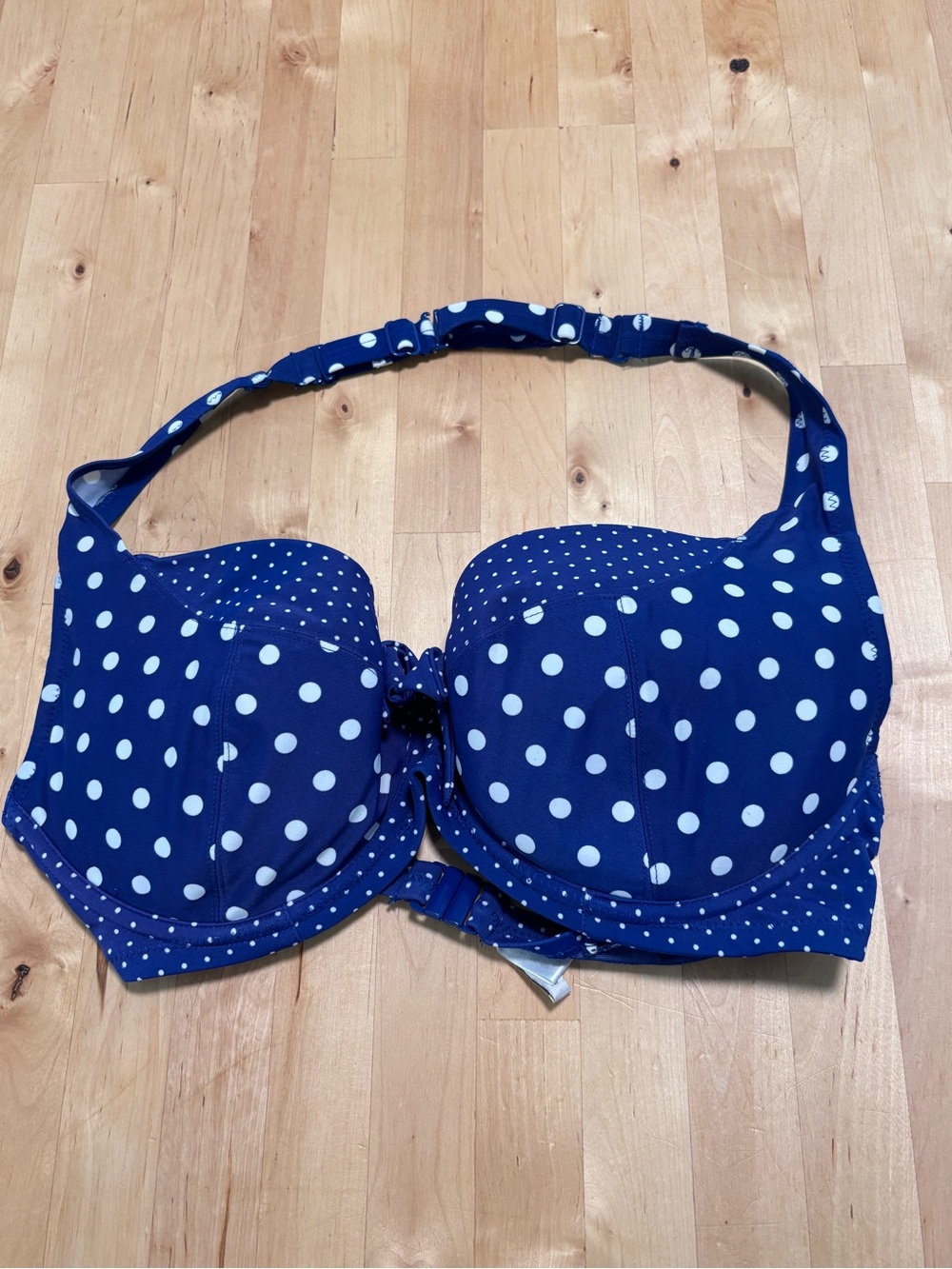 34 G - Swim - Navy Polka Dot Underwire Bikini Top